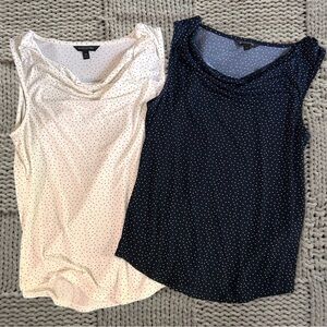 Banana Republic 2 Cowl Neck Polka Dot Tank Tops